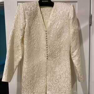 Satin Brocade Cream Suit